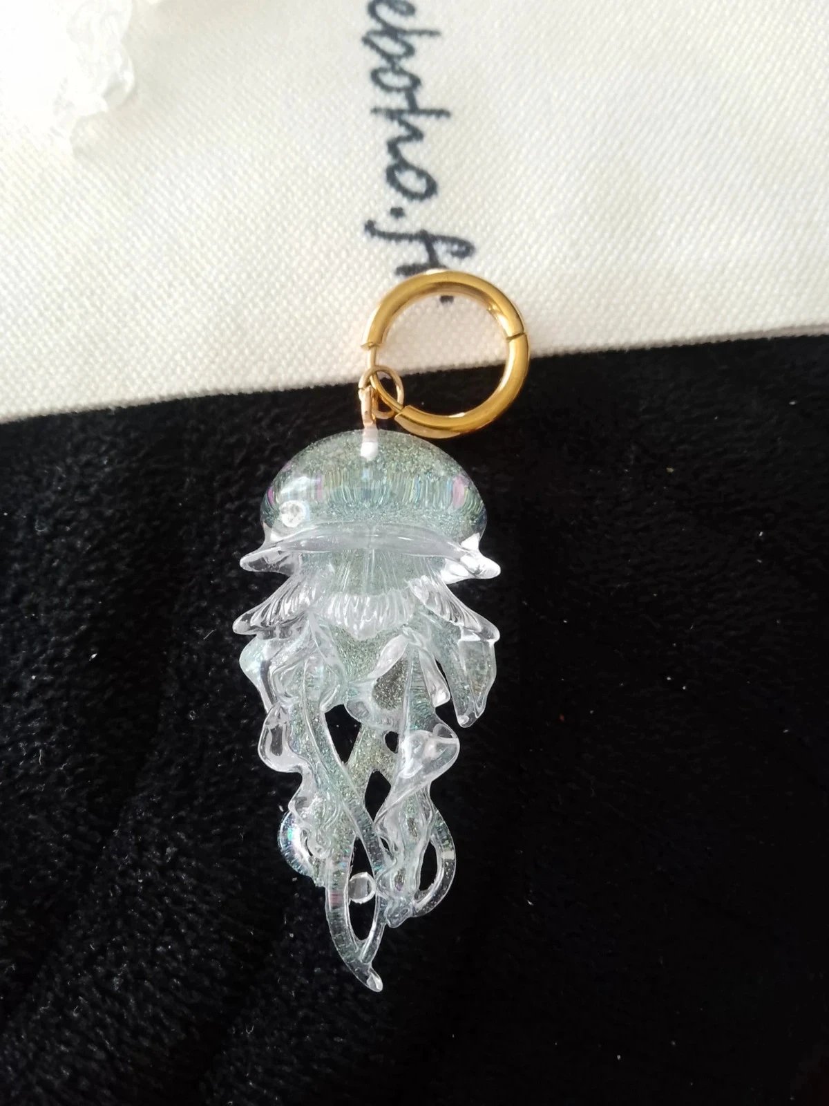 Witte en parelachtige kwal creoolse oorbellen – photo 3